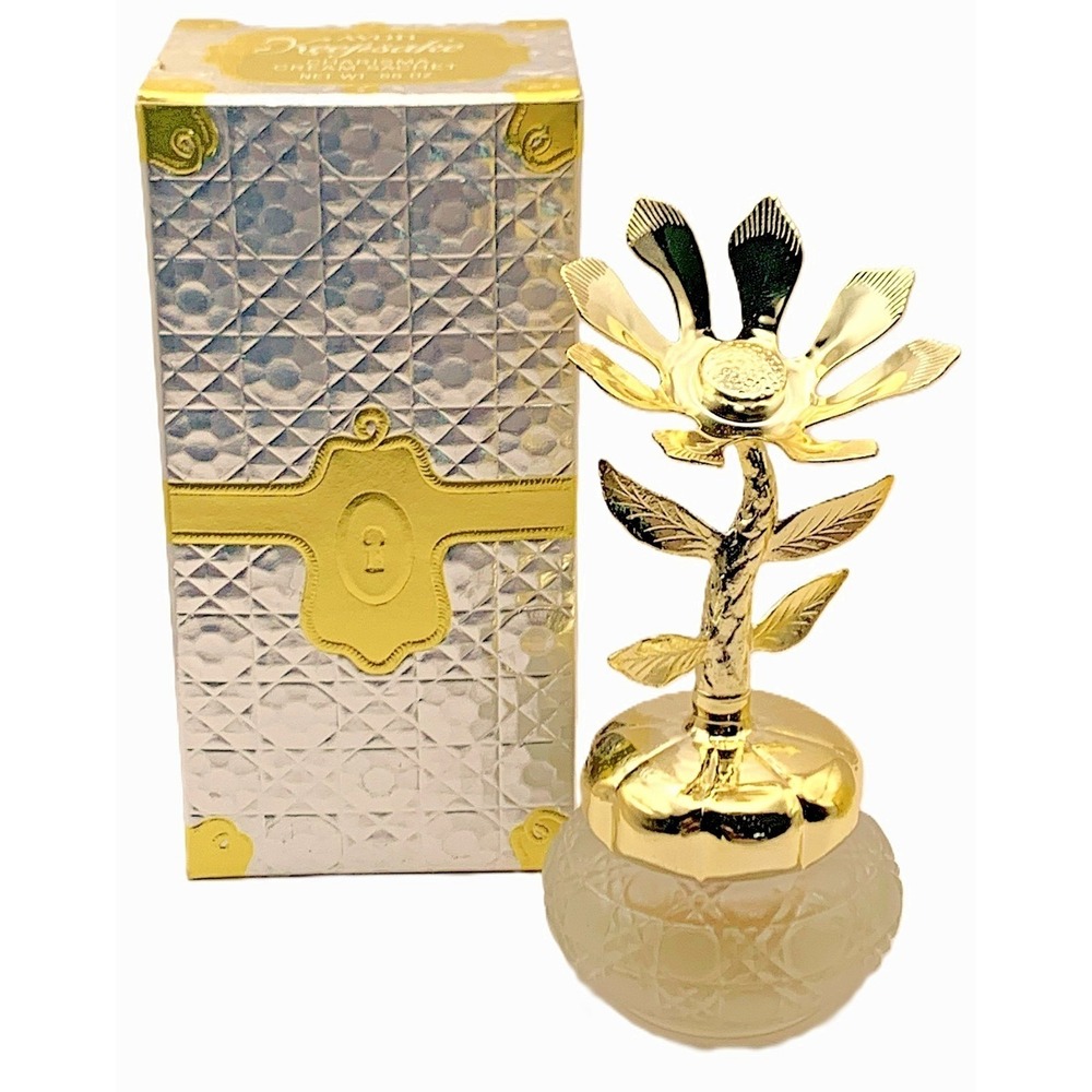 Vtg Avon 1970s GOLDEN DAISY Charisma Creme Sachet Vanity Jar NOS Gold/Silver Box